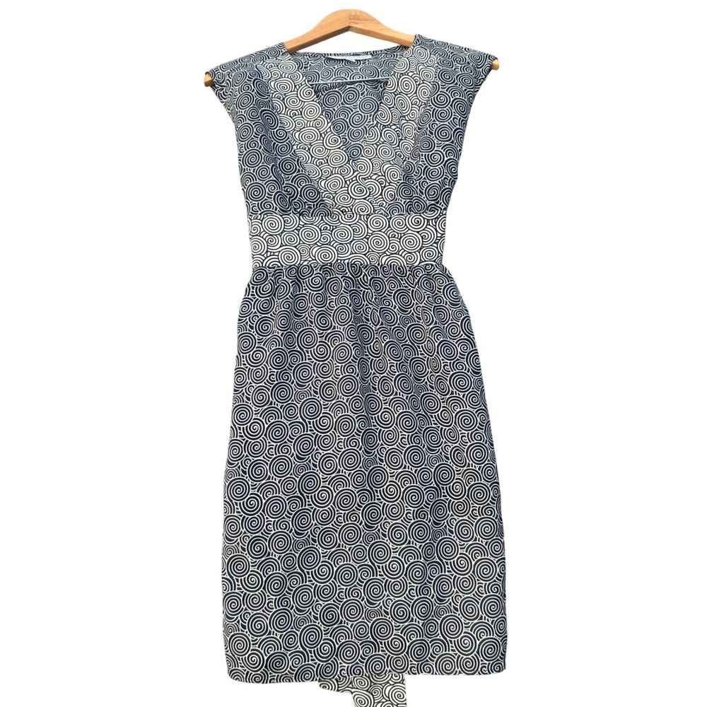 Jennifer Reale Design Dress Black White Swirl Print Career Party‎ M